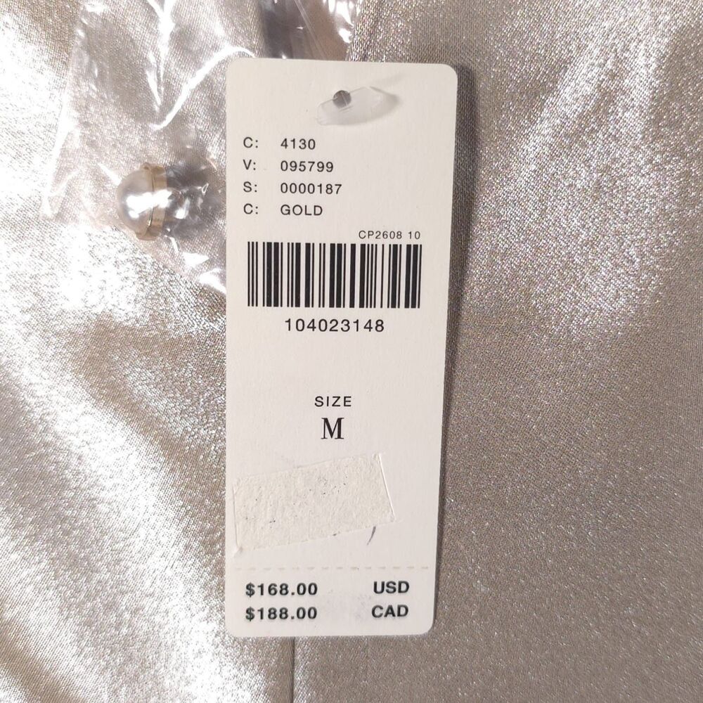 ANTHROPOLOGIE Womens New Mini Dress MEDIUM Gold Sleeveless Shine Metallic 095799 - Picture 8 of 15